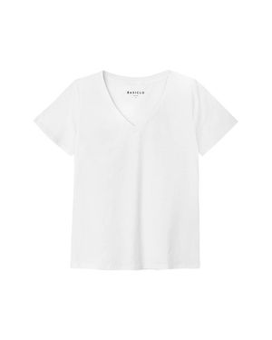 Basiclo V-Neck Premium T-Shirt Weiss - Weiß