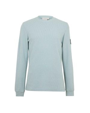 Calvin Klein Oberteil Für Herren, Waffelstoff, Langärmlig (Bewölkt Grau) - Blau