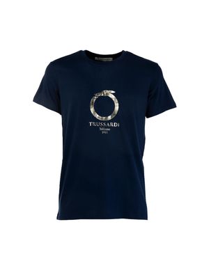 Trussardi Kurzarm-T-Shirt Mit Rundhalsausschnitt Und Logo-Aufdruck Für Herren - Blau