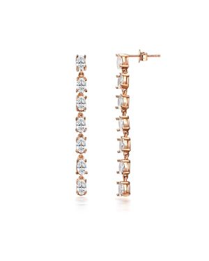 dKeniz Ohrhänger 925/- Sterling Silber Rosevergoldet Glänzend 5Cm Zirkonia Weiß