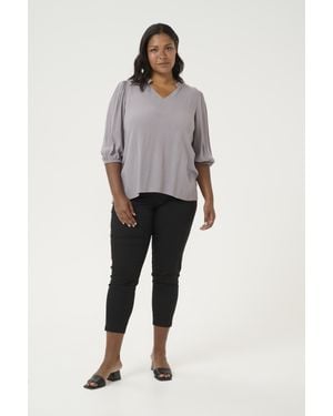 Kaffe Langarm-Bluse Regular Fit Steeple - Grau
