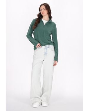 myMo Fleecepullover Damen College - Grün