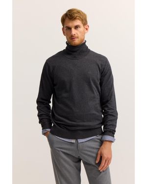 Bugatti Herren Rollkragen Pullover Aus Reiner Baumwolle - Schwarz
