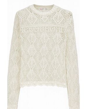MixRay Strickpullover Mit Strukturiertem Muster Und Rundhalsausschnitt - Natur
