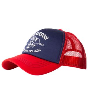 King Kerosin Herren Trucker Cap Mit Kontrastfarbenem Print Pray Now. Cray Later - Rot