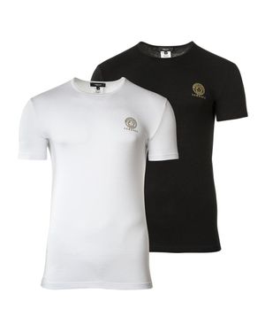 Versace T-Shirt Baumwolle (Packung, 2er Pack) - Schwarz