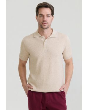 Felix Hardy Polo Shirt Kurzarm Strick-Polo Shirt Kurzarm - Natur