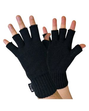 THMO Herren 3M Thinsulate Isolierung Gefüttert Fingerlose Handschuhe - Schwarz