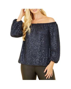 Yumi' Bluse Für Damen, Schulterfrei - Blau