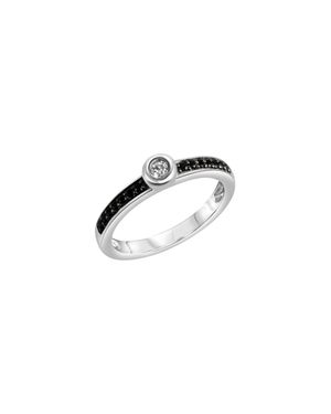 CELESTA Ring 925 Rhodiniert Mit Zirkonia Weiß Und Schwarz - Mettallic