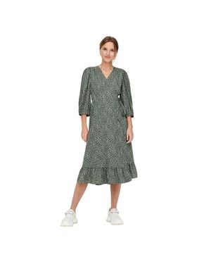 ONLY "Olivia" Wickelkleid Für Damen, V-Ausschnitt, Puffärmel (Balsam) - Grün