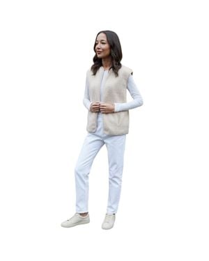 Threadbare "Niya" Weste Für Damen, Leicht, Teddyfleece (Ecru) - Blau
