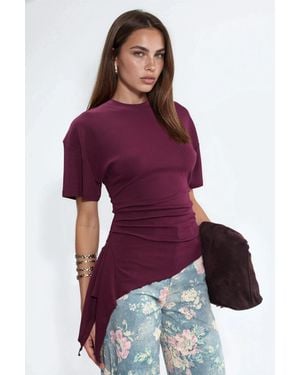 Busem Oversized Crew Neck Drapé-Bluse - Rot