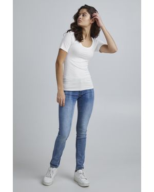 Ichi Kurzarm-Bluse Ihzola Kurzarm-Bluse Slim Fit - Blau