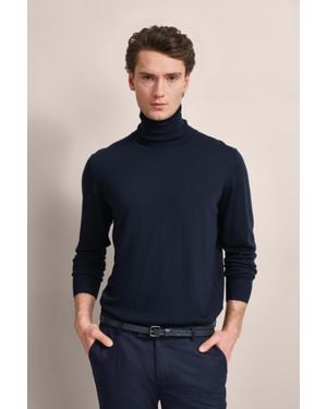 Bugatti Herren Rollkragenpullover Aus 100 Merinowolle - Blau