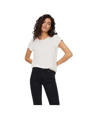 Vero Moda Bluse Für Damen, Rundhalsausschnitt, Kurzärmlig (Schneeweiß (Farbe)