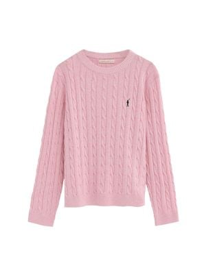 POLO CLUB Strickpullover Rosa Mit Zopfmuster Und Rigby Go Stickerei - Pink