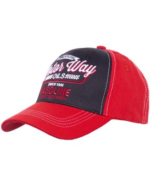 King Kerosin Herren Baseball Cap Mit Frontstickerei Motor Way - Rot
