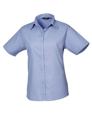 PREMIER Popeline-Kurzarmbluse Für Damen/Damen (Mittelblau)