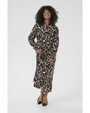 Kaffe Kleid Kamille Loose Fit Animal - Schwarz