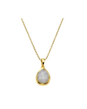 Jamelli Anhänger Mit Kette 925 Silber Rhodiniert Mondstein Weiß - Mettallic