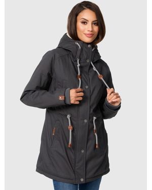 Navahoo Ireliaa Damen Parka – Windabweisende Winterjacke Mit Teddyfell & Kapuze - Grau