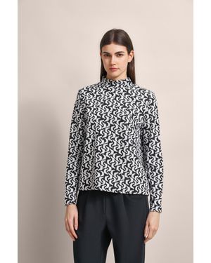 Bugatti Damen Langarmshirt Mit Grafischen Mustern - Schwarz