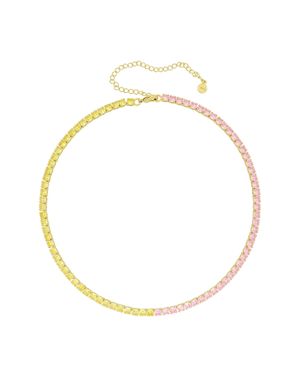Fashionbox Collier Vergoldet Mit Zirkonia Gelb - Mettallic