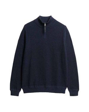 Superdry Cotton Texture Henley Strickpullover - Blau