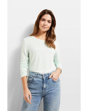 Bugatti Damen Langarmshirt Mit Rundhals - Weiß