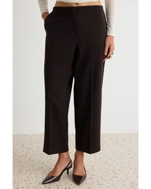 Trendyol Mi̇Lla Damen Braun Einfarbig Cigarette-Hose Normale Taille Hosen - Schwarz