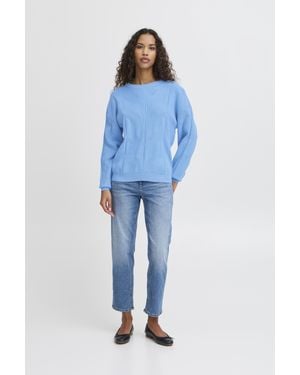 Ichi Strickpullover Ihboston Strickpullover Loose Fit - Blau