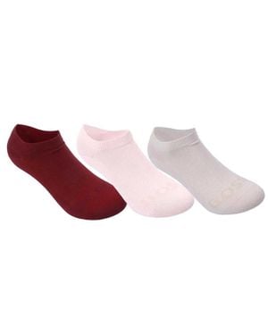 BOSS Sneaker-Socken Für Damen, Knöchellang (3Er-Pack) (Naturweiß//Burgunderrot) - Pink