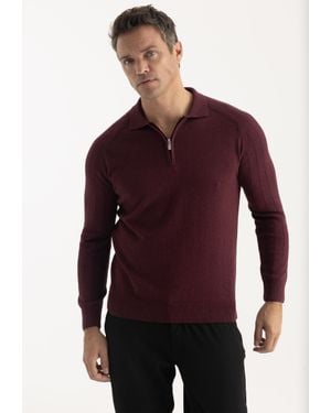 Felix Hardy Pullover Mit Polokragen Und Reißverschluss - Lila