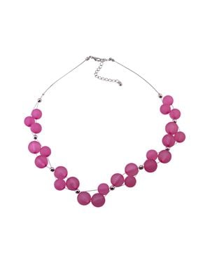 Steuer Modeschmuck Collierkette Rhodiumfarbenes Drahtcollier Mit Pinkfarbenen Zierperlen