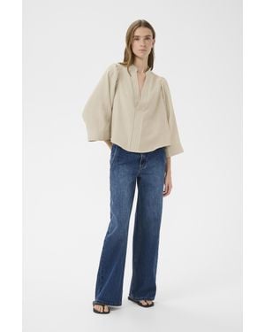 Karen By Simonsen Kurzarm-Bluse Kbfelia Kurzarm-Bluse Loose Fit - Blau