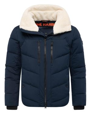 STONE HARBOUR Herren Steppjacke Ansello Mit Teddyfleece-Kragen & Fleecefutter - Blau
