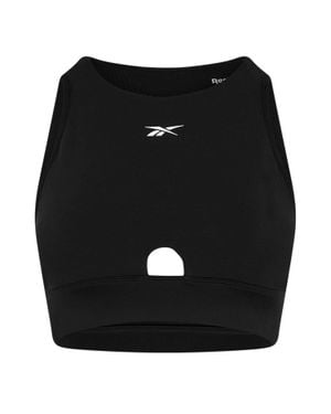 Reebok Oberteil Für Damen, Rundhalsausschnitt, Athletisch, Eng Geschnitten - Schwarz