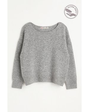 MixRay Übergroßer Bootsausschnitt-Strickpullover - Grau