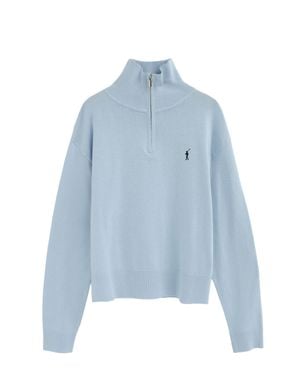 POLO CLUB Pullover Hellblau Mit Zip-Kragen Und Rigby Go Stickerei