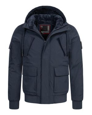 Alessandro Salvarini Herren Winterjacke As-432 – Klassisch, Mit Fleecefutter & Kapuze - Blau