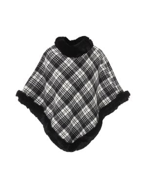 Usha Poncho Frauen Wollweiß Schwarz