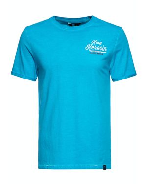King Kerosin Herren Oil Washed T-Shirt Speedshop - Blau