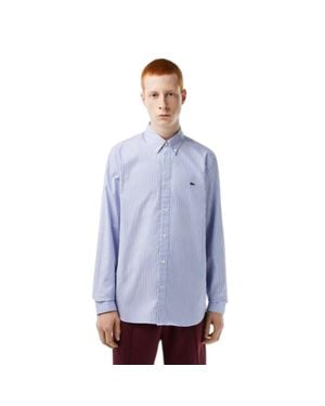 Lacoste Button-Down-Hemd Für Herren, Premium-Baumwolle, Regulär Gestreift) - Blau
