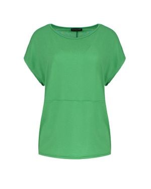 Conquista Grünes Stretch-Jersey-Top Mit Bootsausschnitt