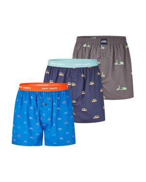 HAPPY SHORTS Herren Boxer Motiv Mix Boxershorts, Unterhose, Boxerbriefs - Blau