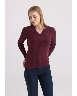 Felix Hardy Pullover V-Ausschnitt-Pullover - Lila