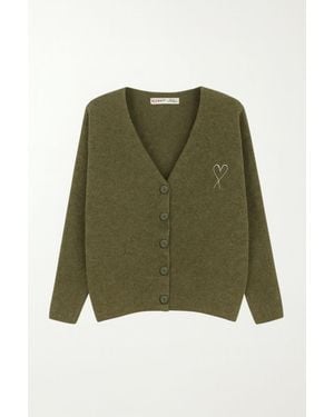 MixRay Übergroßer Strick-Cardigan Mit Herzdetail - Grün