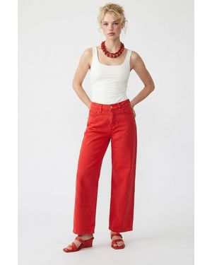 MixRay Hochtaillierte Weite Jeans Aus Baumwolle - Rot