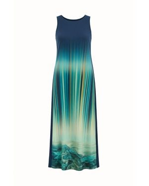 Conquista Maxi-Jerseykleid Mit Wasserfall-Illusionsdruck - Grün